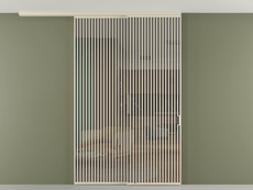 Перегородка Формато вдоль стены на потолок 2 створки с синхронным механизмом