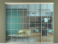 Перегородка Formato внутри проёма 4 створки с синхронным механизмом