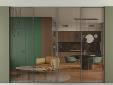 Перегородка Formato внутри проёма скрытое крепление в потолок 4 створки