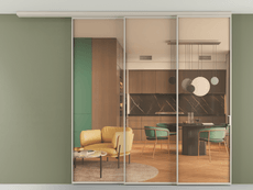 Перегородка Формато вдоль стены на потолок 3 створки с синхронным механизмом