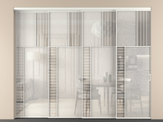 Перегородка Мозаик внутри проёма 4 створки с синхронным механизмом