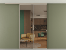 Перегородка Формато вдоль стены на потолок 2 створки с синхронным механизмом