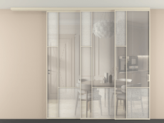 Перегородка Мозаик вдоль стены на потолок 3 створки с синхронным механизмом