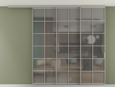 Перегородка Formato вдоль стены на потолок 3 створки с синхронным механизмом