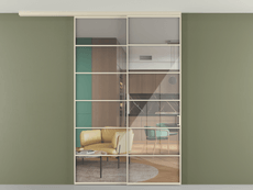 Перегородка Formato вдоль стены на потолок 2 створки с синхронным механизмом