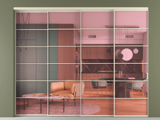 Перегородка Формато внутри проёма 4 створки с синхронным механизмом