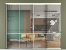 Перегородка Формато внутри проёма 4 створки с синхронным механизмом