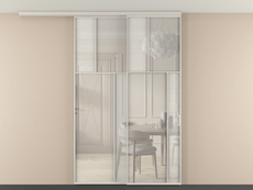 Перегородка Мозаик вдоль стены на потолок 2 створки с синхронным механизмом