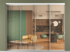 Перегородка Формато внутри проёма 4 створки с синхронным механизмом