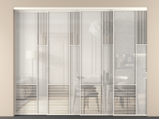 Перегородка Мозаик внутри проёма 4 створки с синхронным механизмом