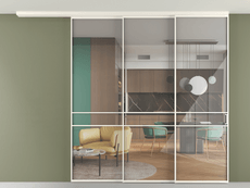 Перегородка Formato вдоль стены на потолок 3 створки с синхронным механизмом