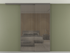 Перегородка Формато вдоль стены на потолок 2 створки с синхронным механизмом