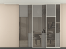 Перегородка Мозаик вдоль стены на потолок 3 створки с синхронным механизмом