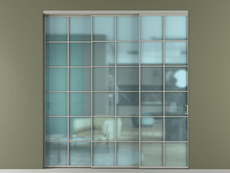 Перегородка Formato внутри проёма 3 створки с синхронным механизмом