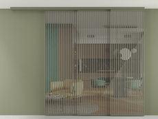 Перегородка Формато вдоль стены на потолок 3 створки с синхронным механизмом