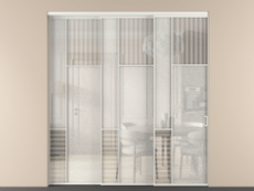 Перегородка Мозаик внутри проёма 3 створки с синхронным механизмом