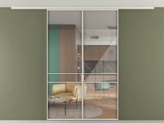 Перегородка Формато вдоль стены на потолок 2 створки