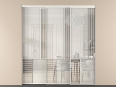 Перегородка Мозаик внутри проёма 3 створки с синхронным механизмом