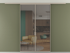 Перегородка Формато вдоль стены на потолок 2 створки