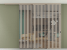 Перегородка Формато вдоль стены на потолок 3 створки с синхронным механизмом