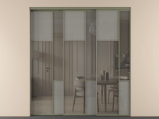 Перегородка Mosaic внутри проёма 3 створки с синхронным механизмом