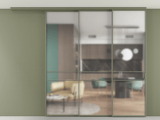 Перегородка Формато вдоль стены на потолок 3 створки с синхронным механизмом