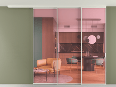 Перегородка Формато вдоль стены на потолок 3 створки с синхронным механизмом