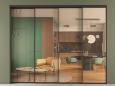 Перегородка Формато внутри проёма 4 створки с синхронным механизмом