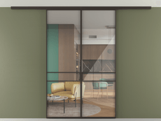 Перегородка Формато вдоль стены на потолок 2 створки