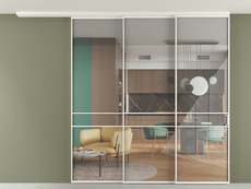 Перегородка Формато вдоль стены на потолок 3 створки с синхронным механизмом