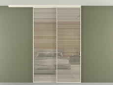 Перегородка Формато вдоль стены на потолок 2 створки с синхронным механизмом