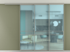 Перегородка Формато вдоль стены на потолок 3 створки с синхронным механизмом