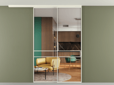 Перегородка Формато вдоль стены на потолок 2 створки с синхронным механизмом