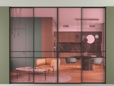 Перегородка Formato внутри проёма скрытое крепление в потолок 4 створки