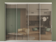 Перегородка Формато внутри проёма 4 створки с синхронным механизмом