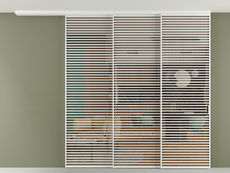 Перегородка Формато вдоль стены на потолок 3 створки с синхронным механизмом