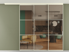 Перегородка Formato вдоль стены на потолок 3 створки с синхронным механизмом