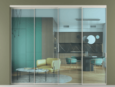 Перегородка Формато внутри проёма 4 створки с синхронным механизмом