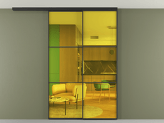 Перегородка Формато вдоль стены на потолок 2 створки с синхронным механизмом