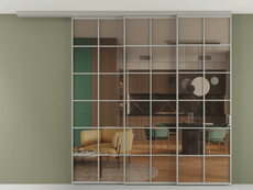 Перегородка Formato вдоль стены на потолок 3 створки с синхронным механизмом