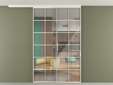 Перегородка Формато вдоль стены на потолок 2 створки с синхронным механизмом