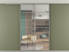 Перегородка Формато вдоль стены на потолок 2 створки с синхронным механизмом