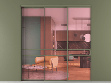 Перегородка Formato внутри проёма 3 створки с синхронным механизмом