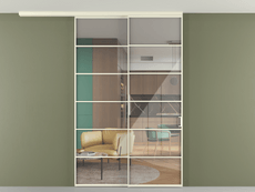 Перегородка Формато вдоль стены на потолок 2 створки с синхронным механизмом