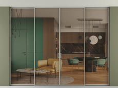 Перегородка Формато внутри проёма скрытое крепление в потолок 4 створки