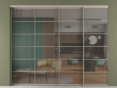 Перегородка Формато внутри проёма 4 створки с синхронным механизмом