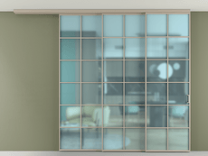 Перегородка Формато вдоль стены на потолок 3 створки с синхронным механизмом