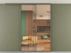 Перегородка Formato вдоль стены на потолок 2 створки с синхронным механизмом