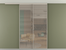 Перегородка Формато вдоль стены на потолок 2 створки с синхронным механизмом