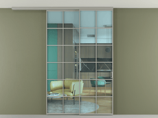 Перегородка Формато вдоль стены на потолок 2 створки с синхронным механизмом